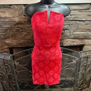 Strapless Coral Cocktail Dress Medium read description